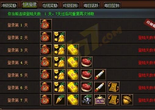 赤月传说登陆奖励